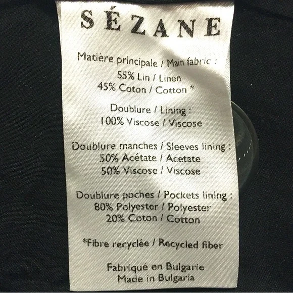 Sezane Christie Blazer Jacket Polka Dot Linen Cotton Suit Coat Black White 38 6 - Picture 13 of 16